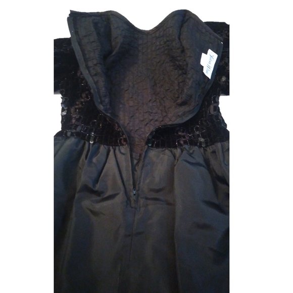 SYLVIA WHYTE Girls 7 BLACK SPARKLE SEQUIN DRESS holidays Christmas Halloween wed - Picture 10 of 15